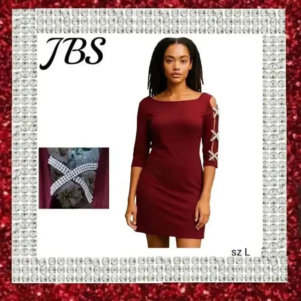Formal Rhinestone Cold Shoulder Burgundy Red Sexy Cocktail Party Evening  Dress